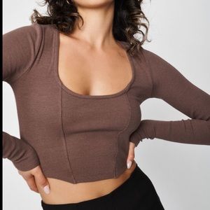 Brown long sleeve top